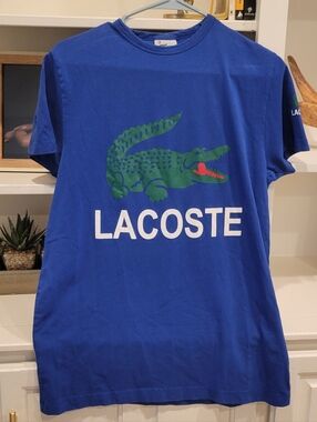Lacoste Blue Graphic Croc Logo Tee